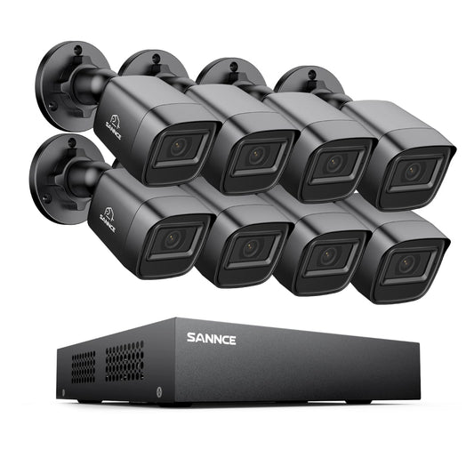 SANNCE 1080P Security Camera System 8CH H.264+ 1080N Home Surveillance DVR and (8)×1080P Weatherproof Outdoor CCTV Camera with 100ft Night Vision