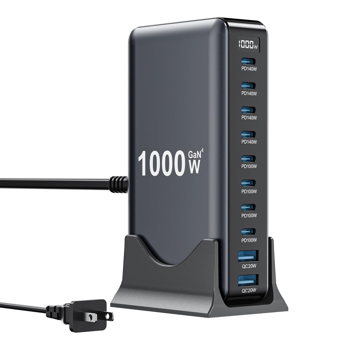 440W USB C Charger Block Charging Station Hub,8 Port GaN III Fast Charging Brick with 5ft Extension Cord,PD QC PPS 100W Laptop Power Adapter