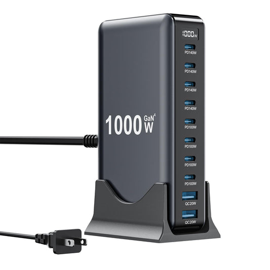 440W USB C Charger Block Charging Station Hub,8 Port GaN III Fast Charging Brick with 5ft Extension Cord,PD QC PPS 100W Laptop Power Adapter