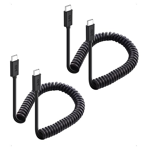 Cable Matters 2-Pack Coiled USB C to USB C Cable 1-4 Feet, Up to [60W Charging, 480Mbps Data Transfer] Compatible with Apple CarPlay, Android Auto