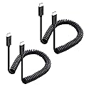Cable Matters 2-Pack Coiled USB C to USB C Cable 1-4 Feet, Up to [60W Charging, 480Mbps Data Transfer] Compatible with Apple CarPlay, Android Auto