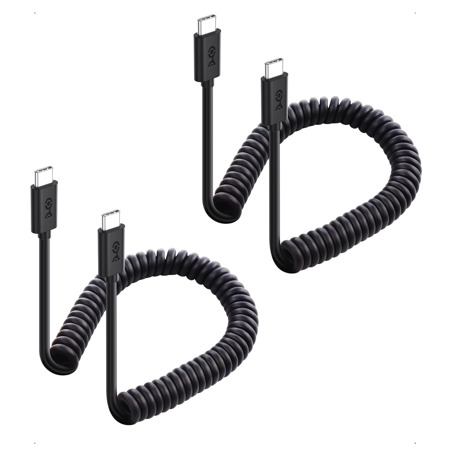 Cable Matters 2-Pack Coiled USB C to USB C Cable 1-4 Feet, Up to [60W Charging, 480Mbps Data Transfer] Compatible with Apple CarPlay, Android Auto