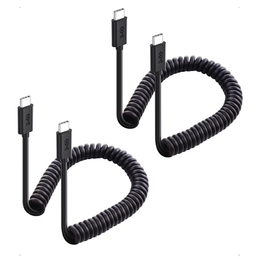 Cable Matters 2-Pack Coiled USB C to USB C Cable 1-4 Feet, Up to [60W Charging, 480Mbps Data Transfer] Compatible with Apple CarPlay, Android Auto