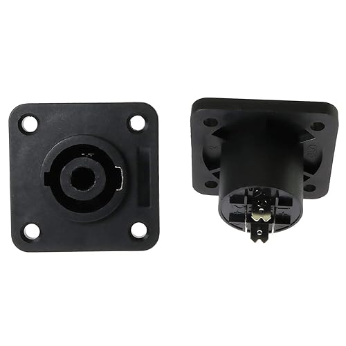 E-outstanding 2PCS 4 Pole Conductor Female Panel Mount Square Chassis Jack Speaker Audio Socket Connector