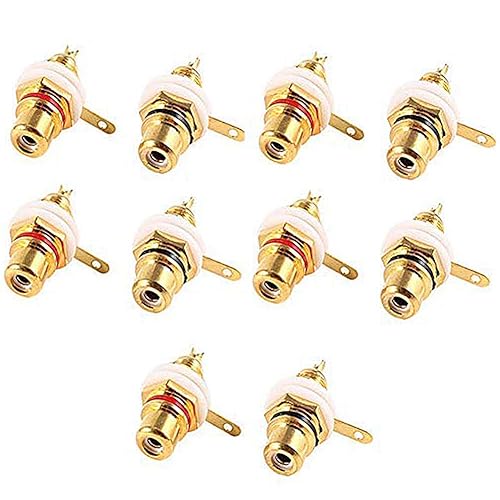 Dahszhi Audio Terminal Jack Panel Mount RCA Female Socket Connector Chassis Panel Mount - 5 Pairs