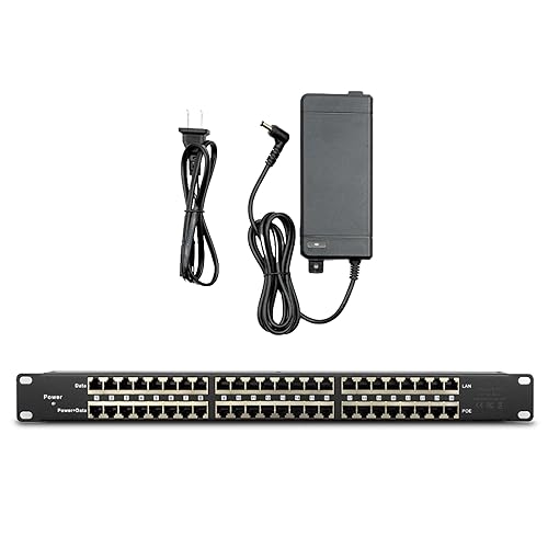 PoE Texas 24 Port PoE Injector with 48v120w Power Supply - 10/100 Data - Rack Mount - Add Passive Mode B 802.3af PoE to a Non PoE Switch for VoIP