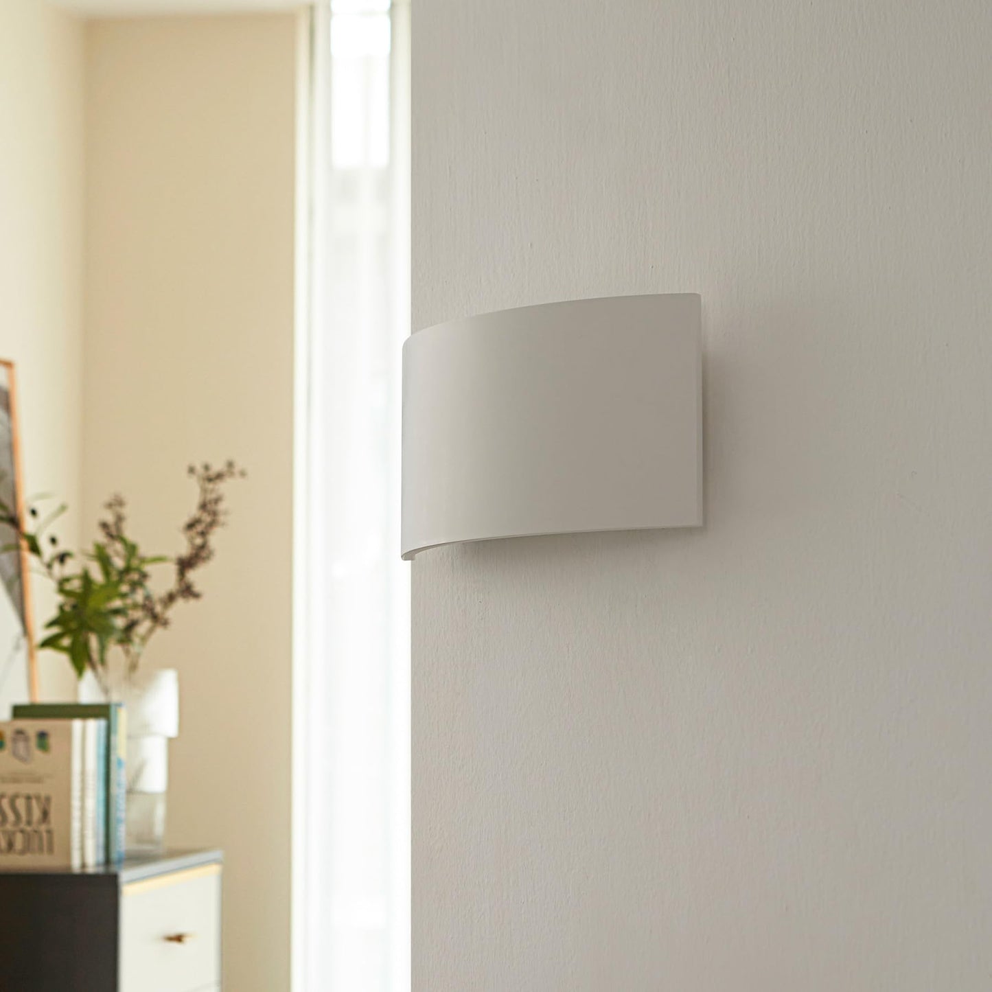 Lucande 13.8" Paintable Plaster Wall Sconce Light, White Up Down Wall Sconce Wall Light Fixture, Modern Indoor Wall Lighting for Living Room Bedroom