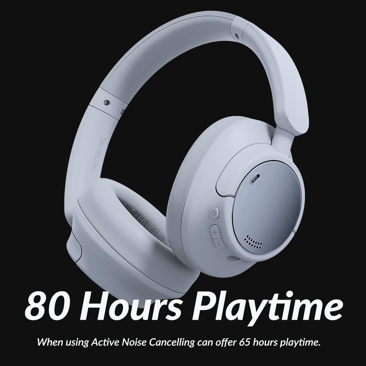 TONEMAC H7Pro Bluetooth Headphones with -45dB Hybrid Active Noise Cancelling, 80H Playtime Wireless Over-Ear Headphones, Immersive Deep Bass Stereo…