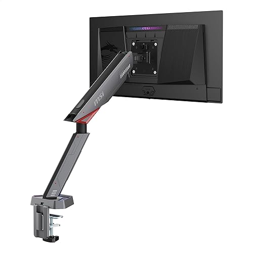 MSI MPG MT161R - Premium RGB Single Monitor Stand Arm, Supports 17-45" Screens and 35.2 lbs, VESA Compatible, Adjustable Spring Assisted Mount, Clamp