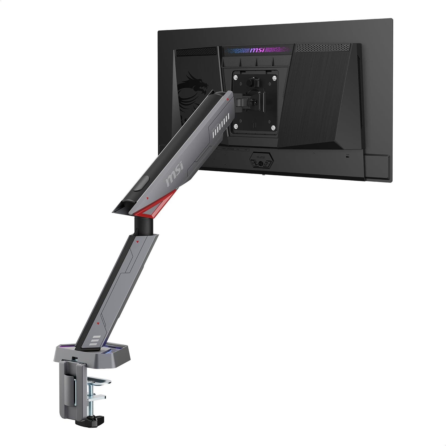 MSI MPG MT161R - Premium RGB Single Monitor Stand Arm, Supports 17-45" Screens and 35.2 lbs, VESA Compatible, Adjustable Spring Assisted Mount, Clamp