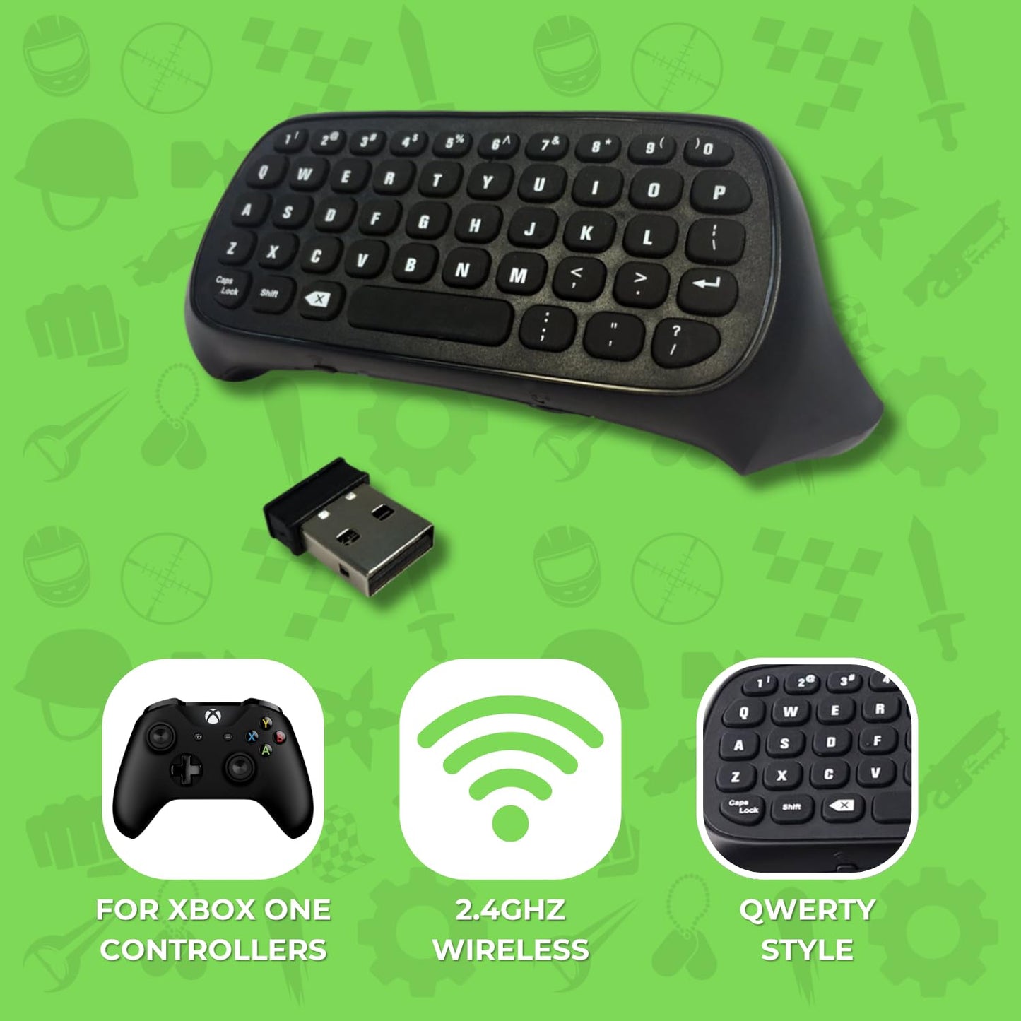 Old Skool Chatpad - Mini Wireless Keyboard with 3.5m Headphone Jack 2.4G Messenger Pad Text Pad compatible with Microsoft Xbox One Controller Black