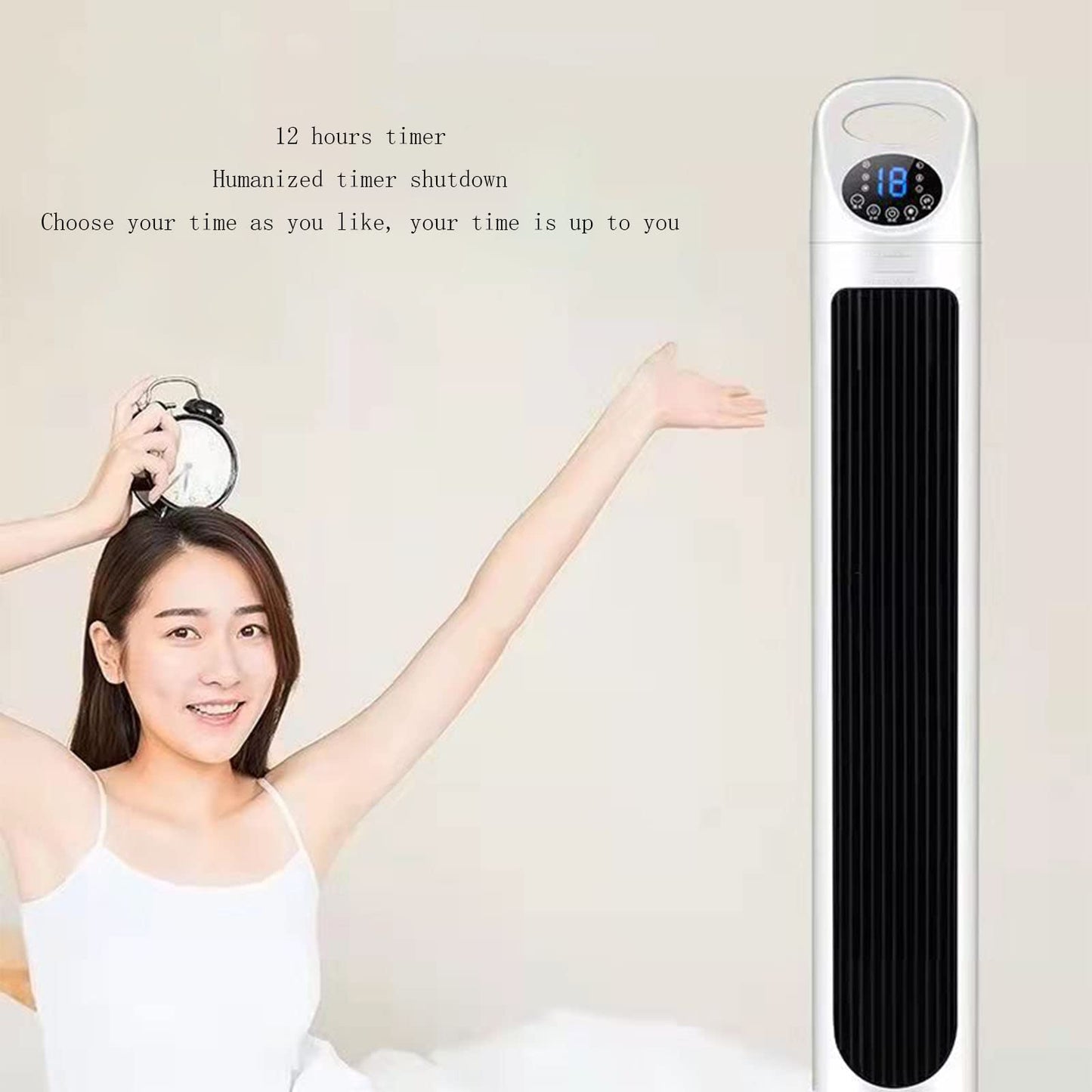 Tower Fan Bladeless Floor Fan 90° Wide Angled Oscillation Tower Fan with Remote Indoor Standing Fans for Home Bedroom Office Room (Dark Green) (Local