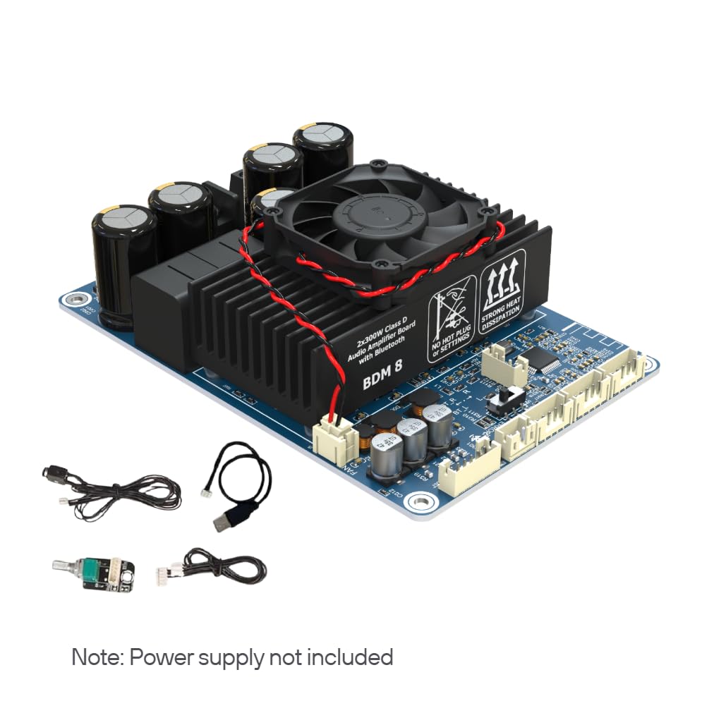 TPA3255 DSP PC UI 300W x 2 Stereo Bluetooth 5.3 High Power Audio Amplifier Board, DC18-48V AUX Input with Volume Control for Home Theater and Speakers