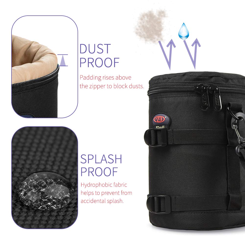 BPAULL Camera Lens Case DSLR Camera Lens Bag Fits for Canon Nikon Pentax Sony Olympus Panasonic and Other Camera Lens