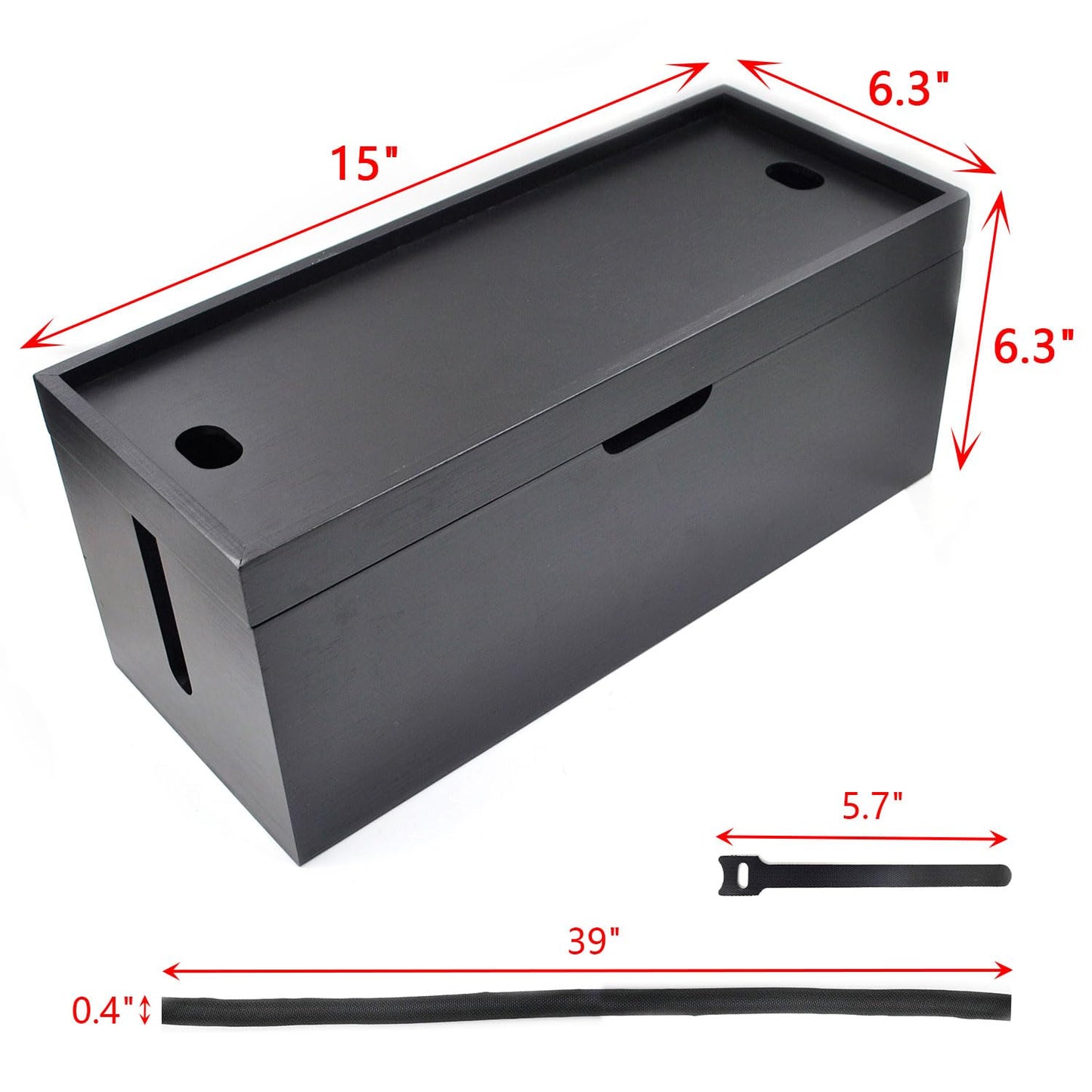 15 inch Bamboo Large Cable Management Box, Cable Box Organizer Cord Box Hider - Power Strip Box Hider Cable Storage Box for Office, TV Wires, Desk