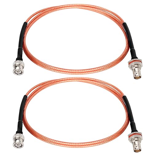 XRDS -RF BNC Cable 3FT 2PCS, 50 Ohm BNC Male to Female Bulkhead Mount RG316 Coax for Wireless Microphone System Receiver CB Radio UHF VHF Ham Radio