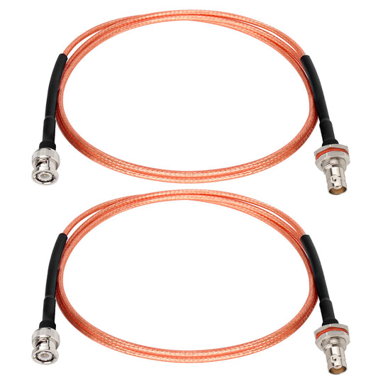 XRDS -RF BNC Cable 3FT 2PCS, 50 Ohm BNC Male to Female Bulkhead Mount RG316 Coax for Wireless Microphone System Receiver CB Radio UHF VHF Ham Radio