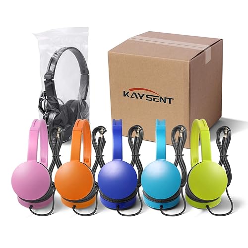 Kaysent School Headphones for Classroom Students - (KHPC-24Mixed) 24 Packs Multi-Colors Kids' Headphones for School, Library, Computers, Children