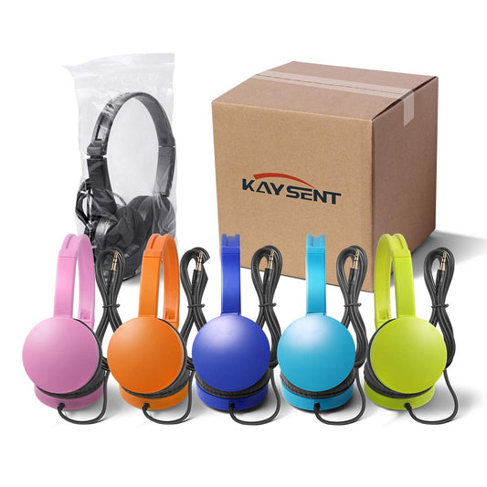 Kaysent School Headphones for Classroom Students - (KHPC-24Mixed) 24 Packs Multi-Colors Kids' Headphones for School, Library, Computers, Children
