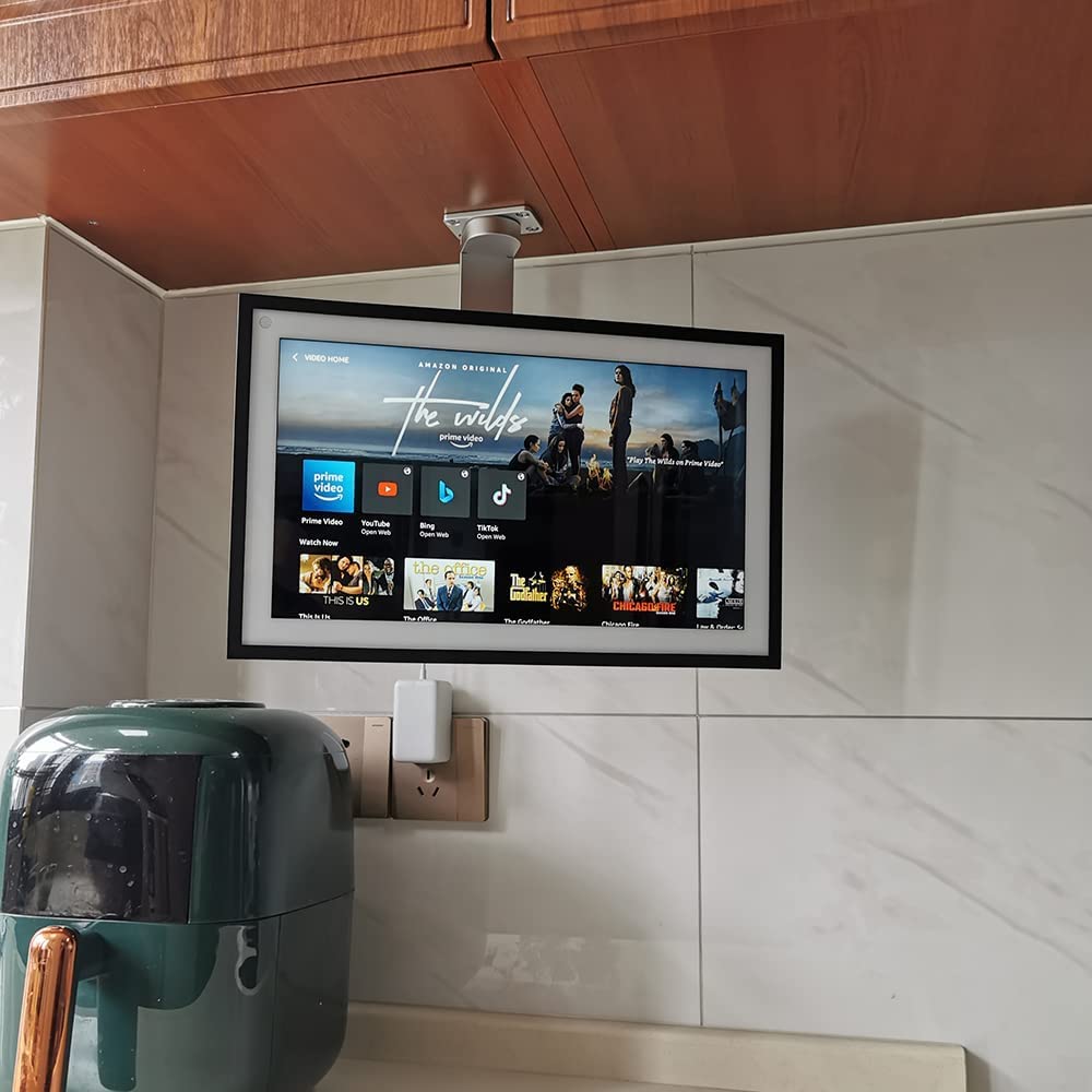 ATOPCAENRT Versatile Under-Cabinet Mount for Amazon Echo Show 15 - Save Space and Customize Viewing Angles Silver 026-02 SX