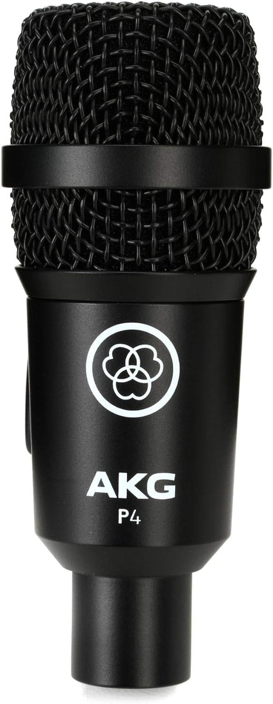 AKG Pro Audio P4 High-Performance Dynamic Cardioid Microphone for Drums and Percussions, Wind Instruments and Guitar Amps, Stage and Studio, XLR Wired