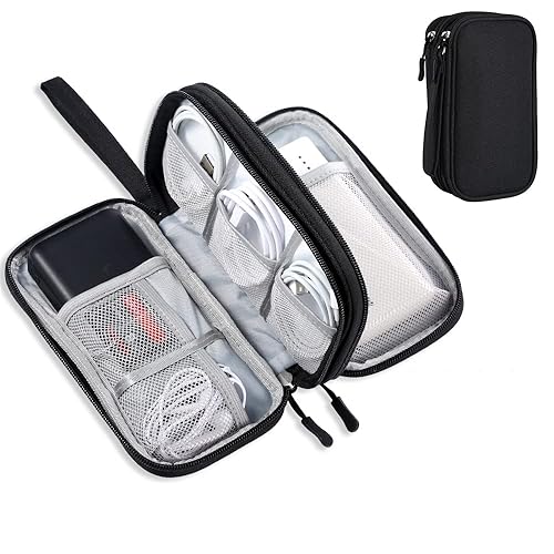 DDgro Electronics Travel Organizer, Tech Accessories Pouch Bag for Cables/Charger & Cords (Small, Black)