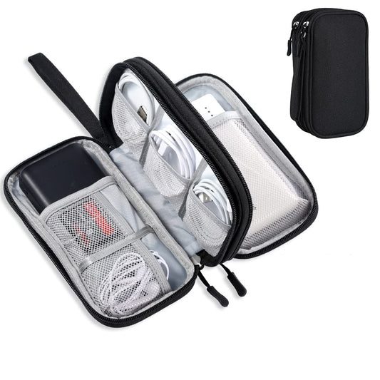 DDgro Electronics Travel Organizer, Tech Accessories Pouch Bag for Cables/Charger & Cords (Small, Black)