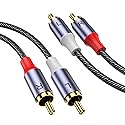 MOSWAG RCA Male to RCA Male Stereo Auxiliary Audio Cable - 3.28ft/1M, 24K Gold Plated Nylon Braided for Home Theater, Audio, HDTV, Car Stereo