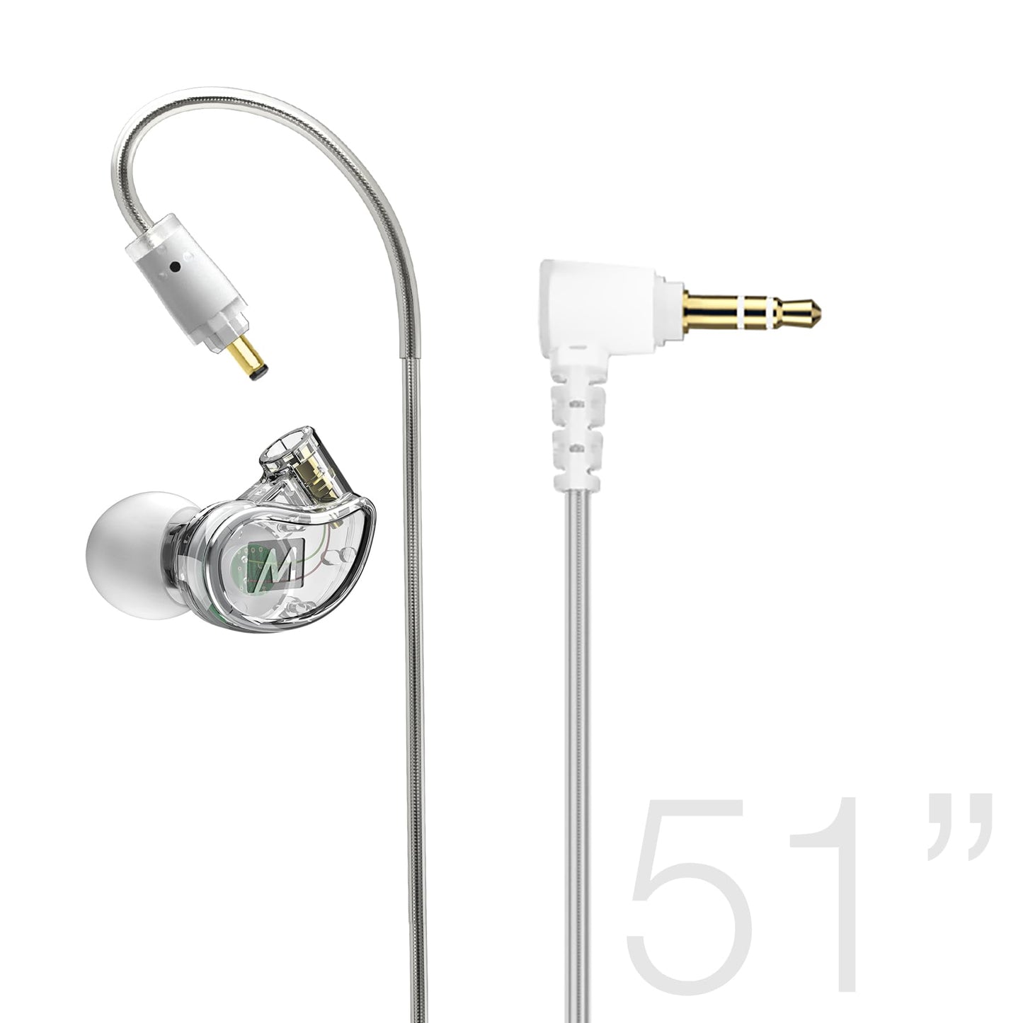 MEE audio M6 Single Side in Ear Earbud, Left Side, One Wired Earphone with 51" Cable, Secure Fit Moldable Earhook, & 3.5 mm Plug, Stereo-to-Mono