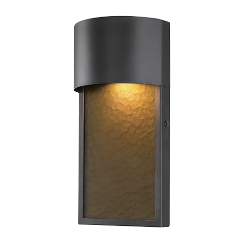 Globe Electric 44227 1-Light Outdoor Wall Sconce, Bronze Finish, Amber Water Glass Shade, Integrated 8.5W LED, Weather-Resistant Modern Outdoor