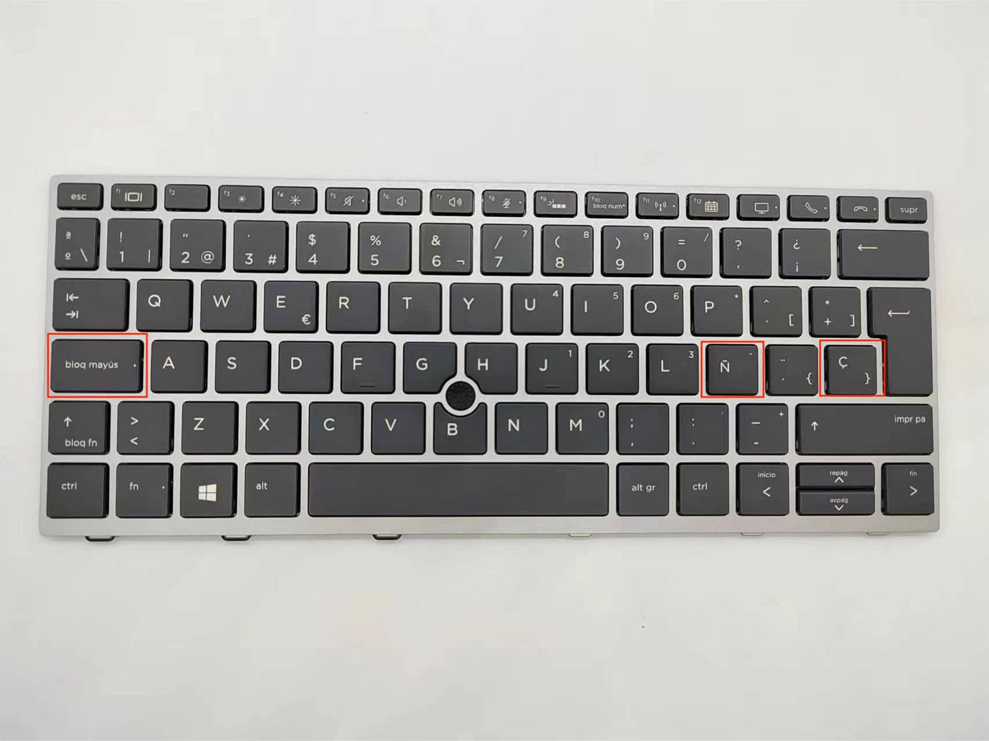 BINGZI Laptop Replacement Spanish Layout Keyboard for HP EliteBook 730 G5 735 G5 735 G6 830 G5 836 G5 830 G6 Backlit with Mouse Stick Silver Frame,