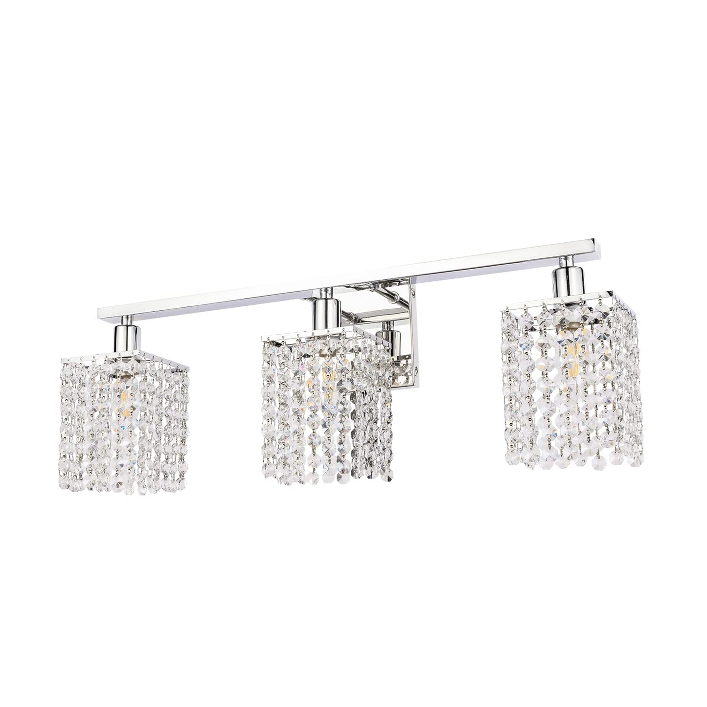 BONLICHT Wall Sconce with Crystal Drops,3 Light Modern Bathroom Vanity Light Over Mirror Polished Chrome Wall Light Fixtures Luxury Indoor Wall Mount