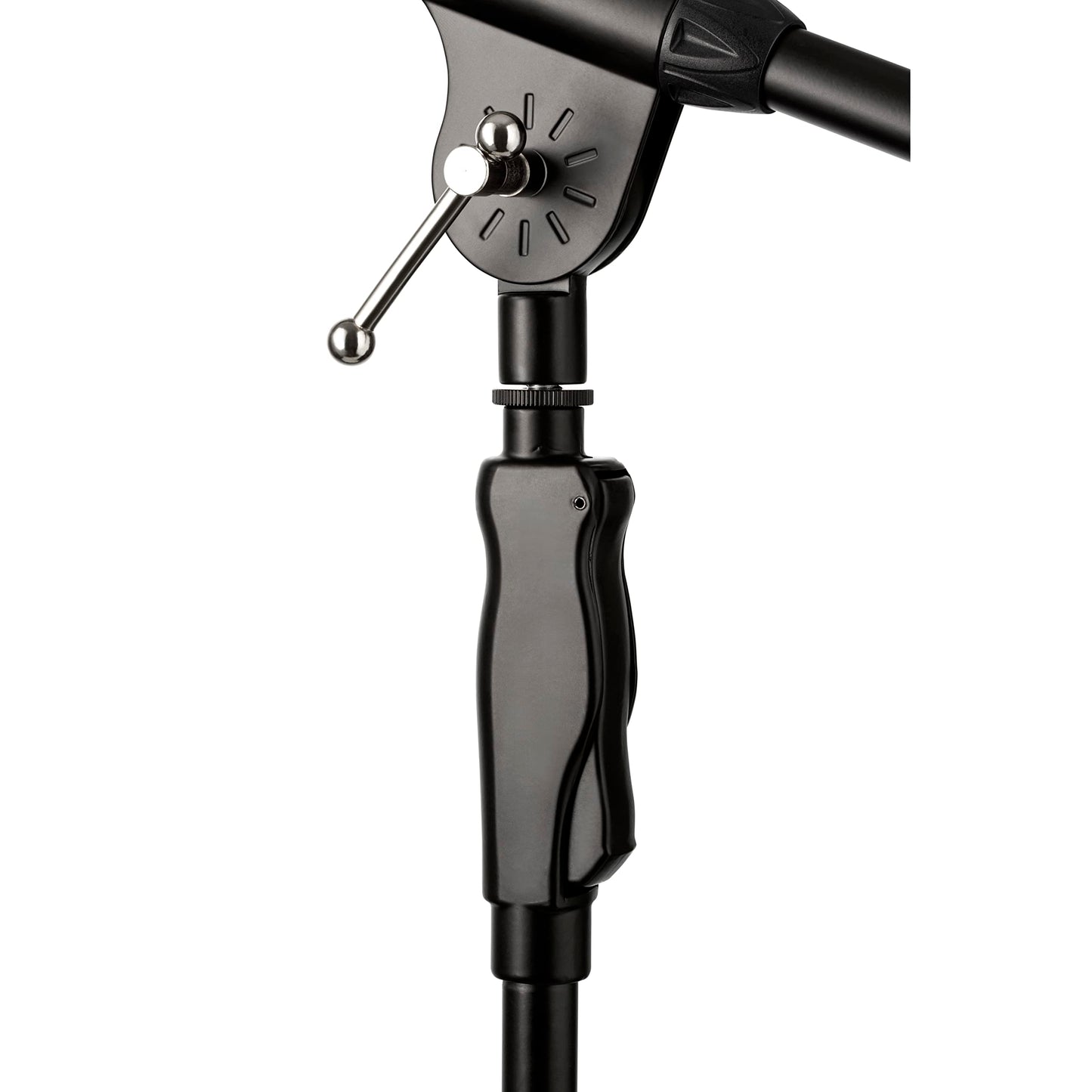 Clef Audio Labs Tripod Mic Stand, One-Handed Clutch Height Adjustment and Telescopic Boom Arm - Cable Management Clips, Universal Mic Holder Mount