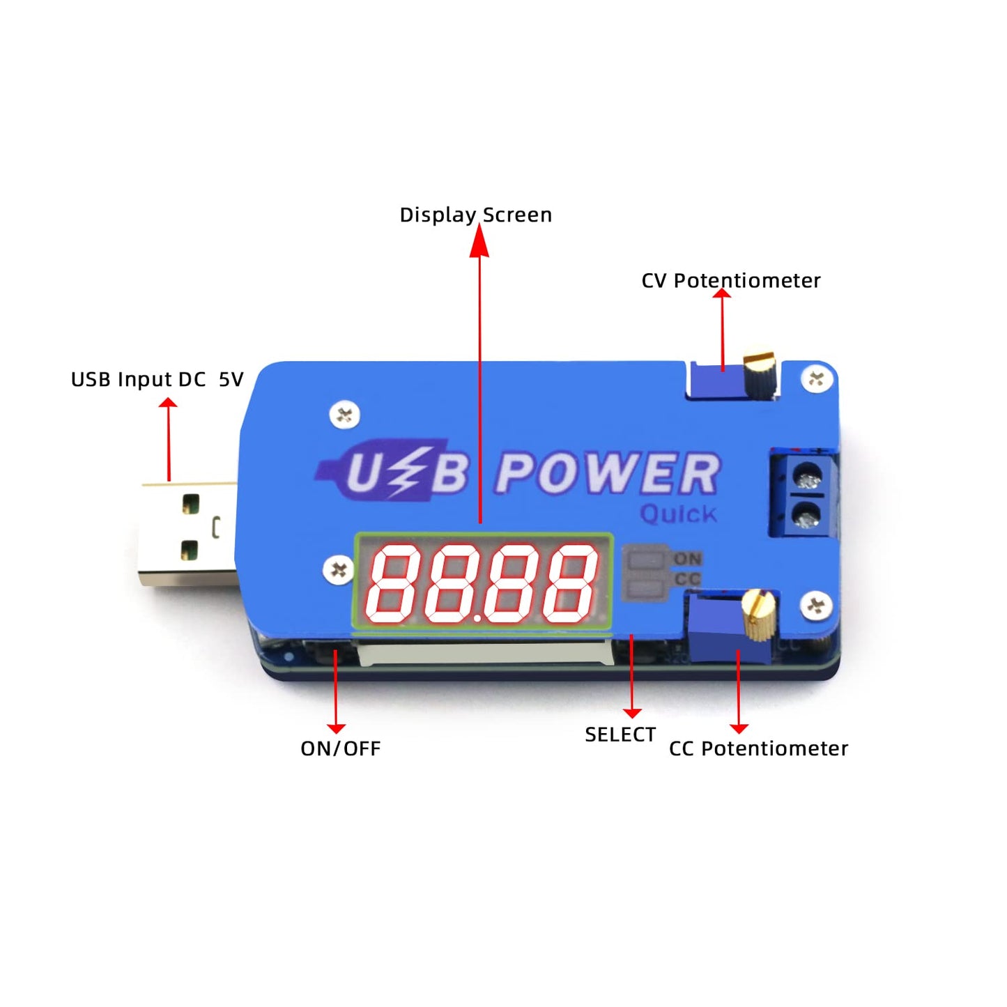 CenryKay Adjustable USB Buck Boost Voltage Converter, 15W DC-DC 0.5-30V Step Up/Down Module Support Fast-Charge of QC 2.0, QC 3.0, FCP, SCP, AFC