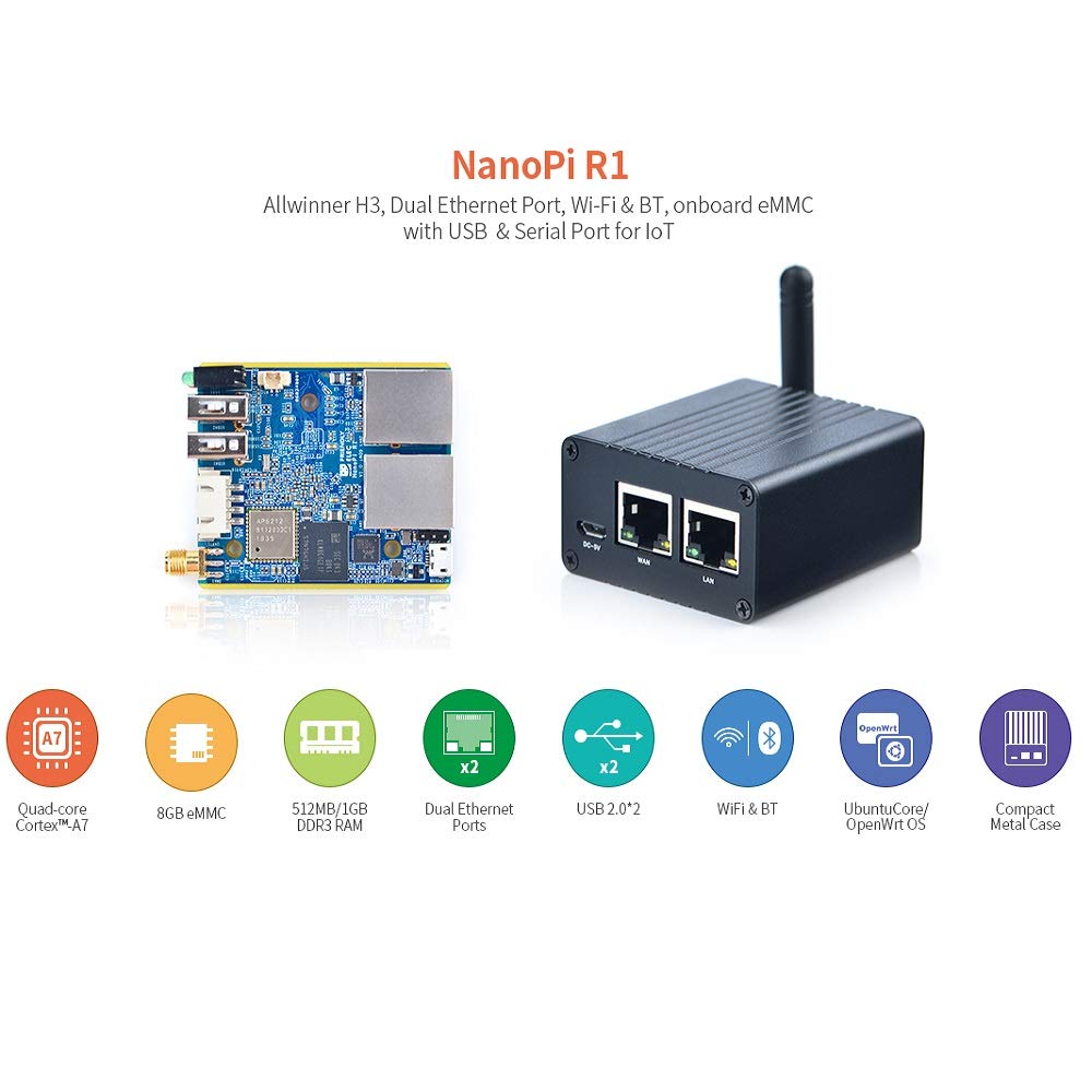 youyeetoo NanoPi R1 Friendly Dual Network Port IoT Router, Supporting Open Source Ubuntu and OpenWrt … (1GB FBM)