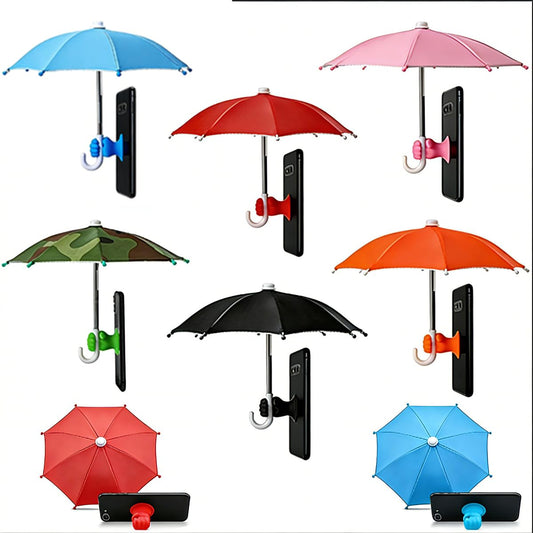 Cococheers Willorana Cell Phone Umbrella for UV Protection, 6 Sets Phone Umbrellas with Hand Style Suction Cup Adjustable for Beach Holiday