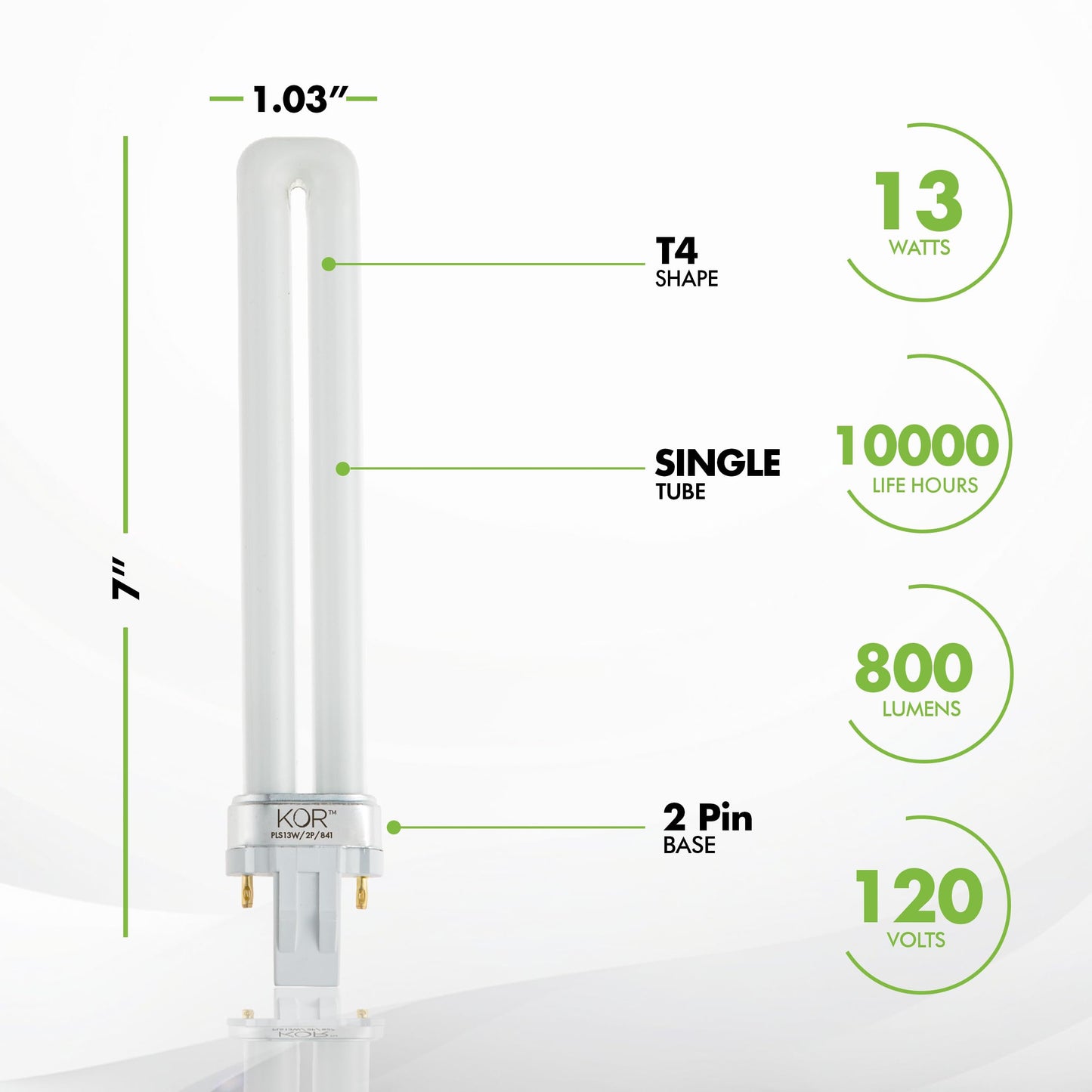 KOR K22195 GX23 2-Pin 13W Compact Fluorescent Plug-in Bulbs, 4-Pack
