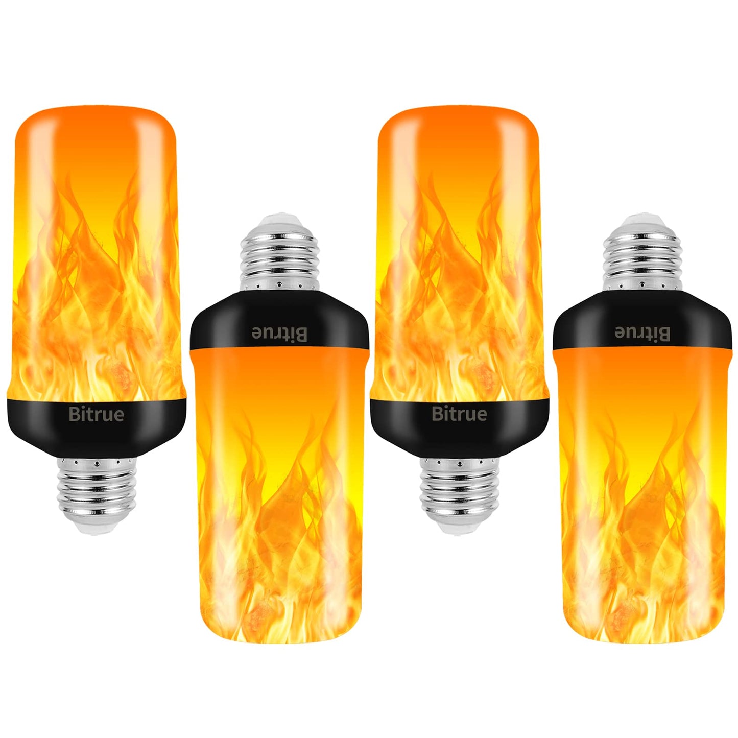 Bitrue LED Flame Effect Light Bulb, 4 Modes Flame Light Bulbs, E26 Base Fire Light Bulb with Gravity Sensor,Flickering Light Bulbs Halloween Home
