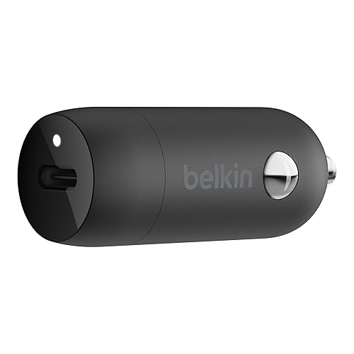 Belkin USB-C Fast Car Charger 20W-Black (iPhone Fast Charger Compatible with iPhone 12 Pro Max/12/12 Pro/ 12 Mini, Samsung Galaxy S20, S20+, S20