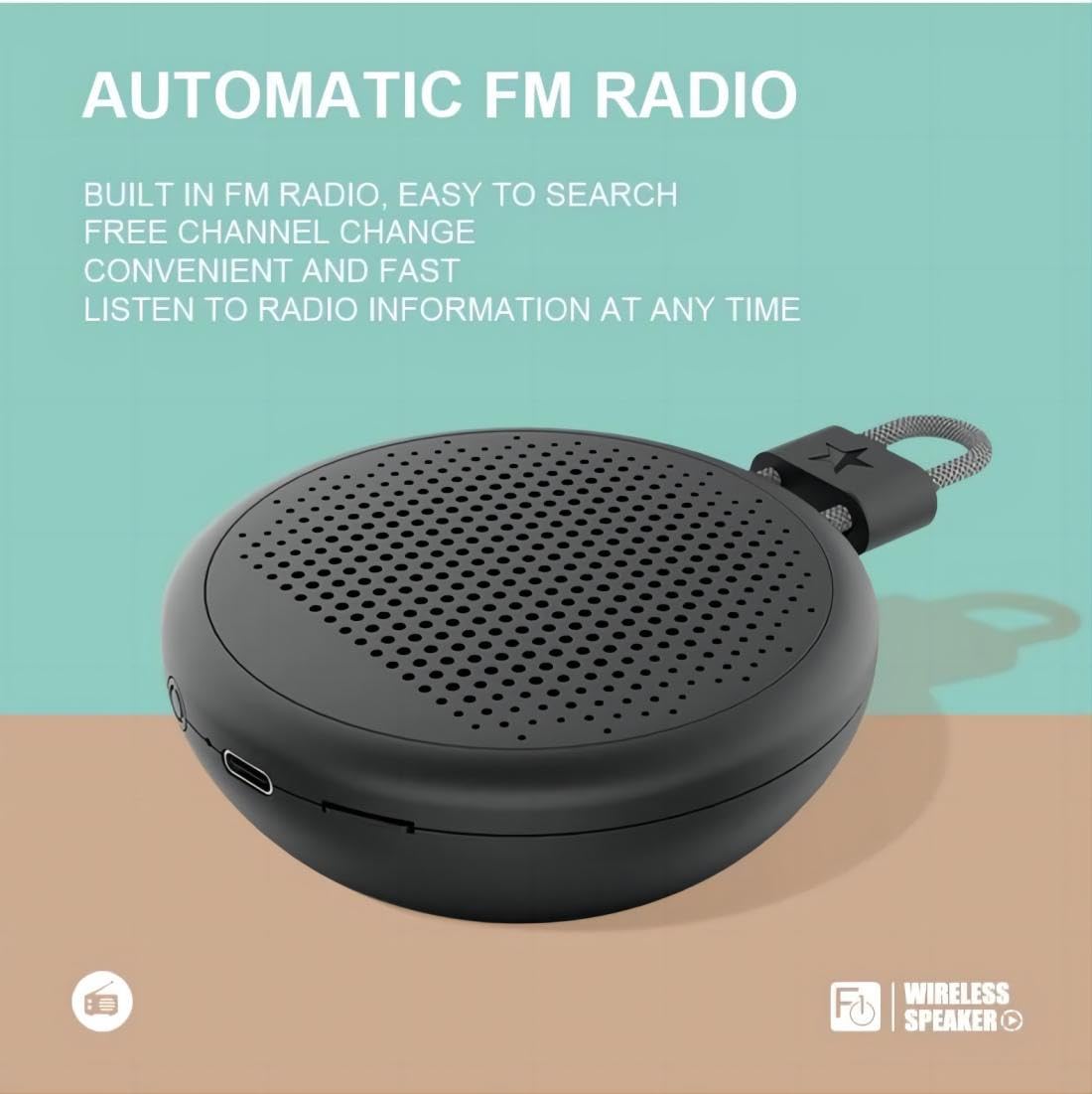 Portable Bluetooth Speakers, Mini Bluetooth Speaker, Waterproof Outdoor Speaker Bluetooth 5.3, Small Wireless Speakers, Support SD Card with Long