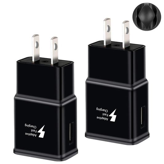 2 Pack Fast Charging Block, USB Adaptive Fast Charger Box Android Cell Phone Tablet Adapter for Samsung Galaxy S20 S10 S9 S8 S7 A56 A55 A54 A40 A36