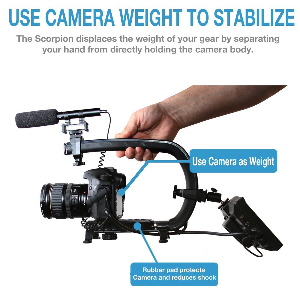 Cam Caddie Scorpion EX Handheld Camera Stabilizer with Threaded Feet - Professional Steadycam for most Cameras, Camcorders, Mobile Phones and Action