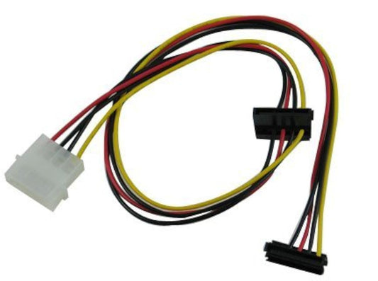 OKGEAR 20 inch 4pin MOLEX Male to Dual 90 Degree Crimping Type SATA 15-Pin Female Power connectors Cable