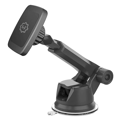 WixGear Universal Magnetic Car Mount Holder, Windshield Mount and Dashboard Mount Holder for Cell Phones and Tablets with Long Arm - (New Version