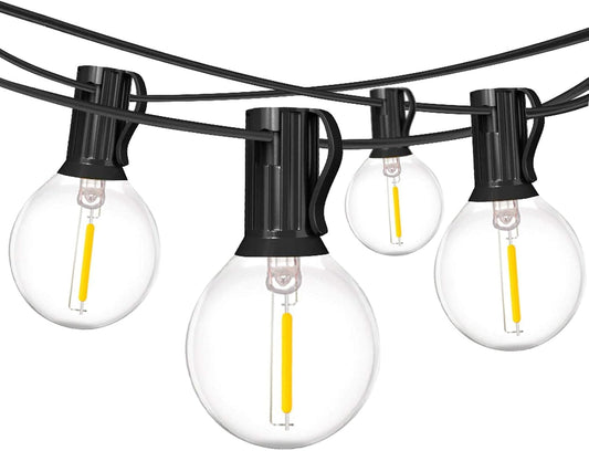 Muasdae 2-Pack 18Ft Outdoor Patio String Lights,UL Listed Commercial Light String with 20+2 Plastic G40 LED Clear Globe Bulbs,Decoration for Patio