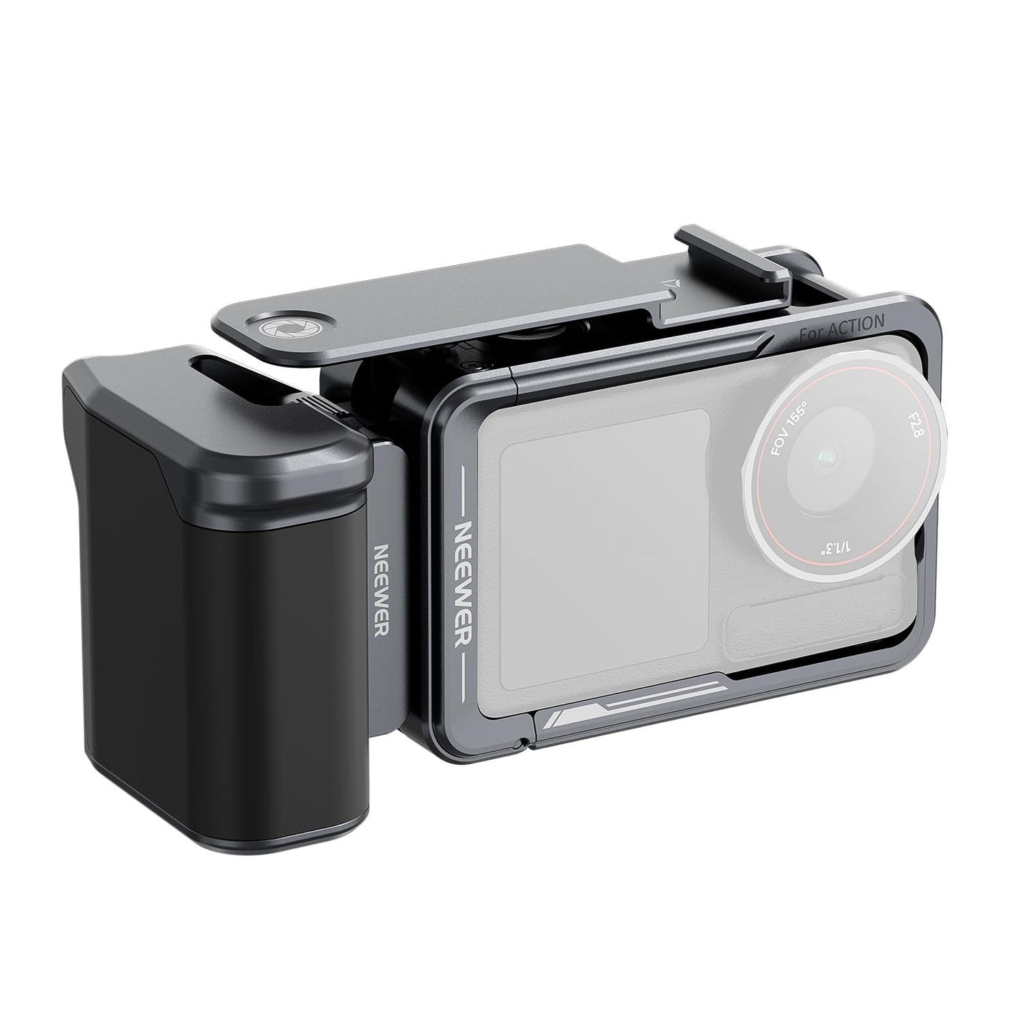NEEWER Cage and Side Handle Kit Compatible with DJI Osmo Action 5 Pro / 4/3, Vlogging Protective Metal Video Rig with Magnetic Adapter Mount, Cold