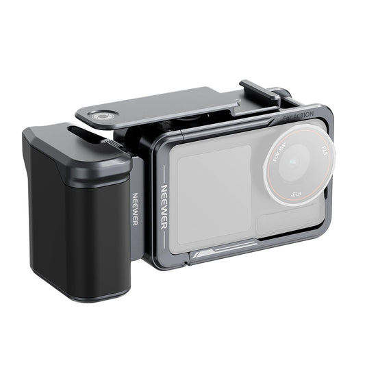 NEEWER Cage and Side Handle Kit Compatible with DJI Osmo Action 5 Pro / 4/3, Vlogging Protective Metal Video Rig with Magnetic Adapter Mount, Cold