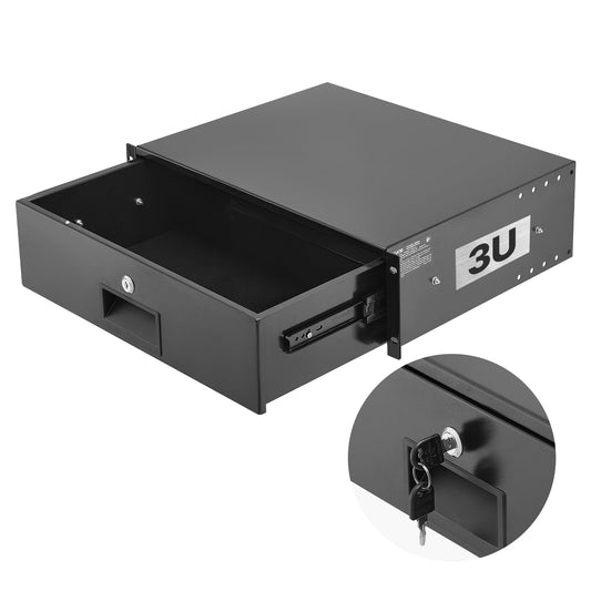 VEVOR 3U Rack Drawer, Lockable Server Cabinet Case, 13.8'' Depth Server Rack Mount Drawer, for 19'' Network Equipment/DJ/AV Rack or Cabinet Enclosure
