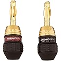 Amazon Basics Gold Plated Banana Plugs Speaker Wire Connectors, 12 Count (6 Pairs), Easy Install, 0.5 x 0.5 x 1.3 inches, Black