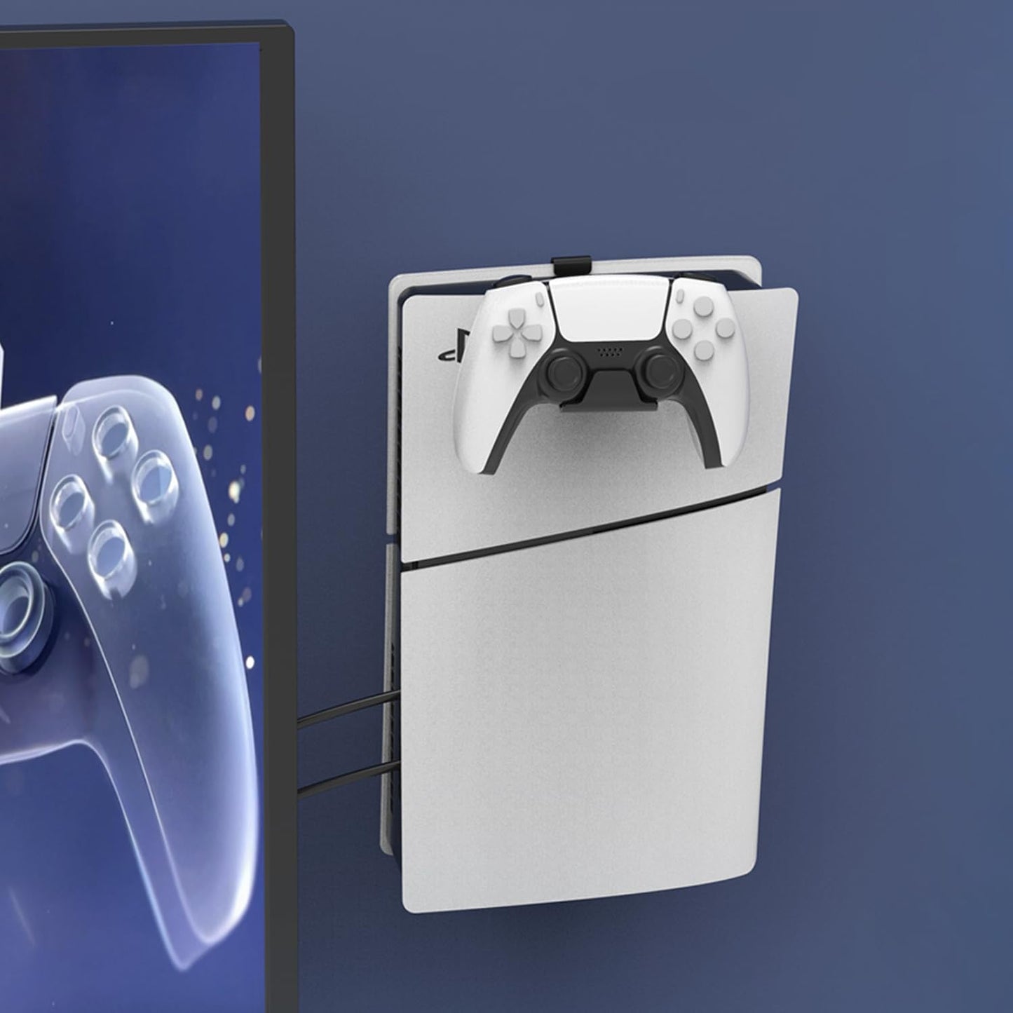 Monzlteck Wall Mount for PS5 Slim/PS5 Pro -Steel Mount Wall Holder Bracket for PS5 Original and PS5 Slim/Pro(Digital and Disc),Sturdy and Not Fall